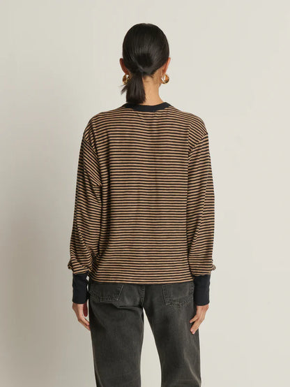 the VICTORIA henley, mini cocoa stripe