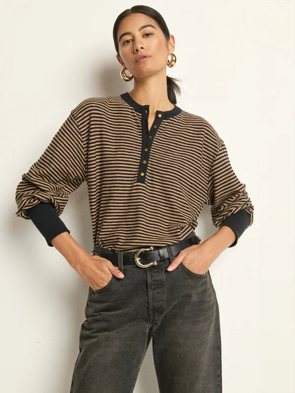 the VICTORIA henley, mini cocoa stripe