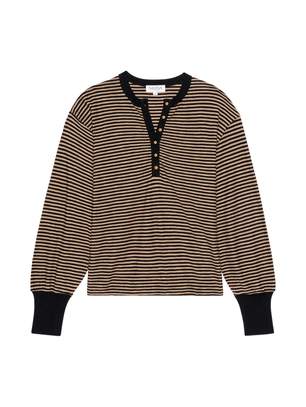 the VICTORIA henley, mini cocoa stripe