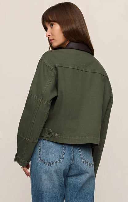 the REY cropped chore jacket, dusty sage