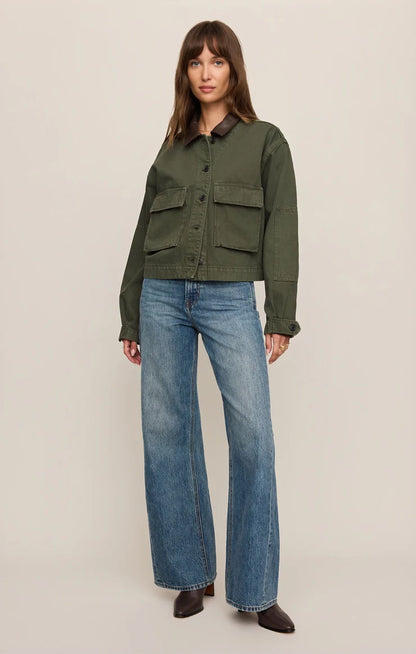 the REY cropped chore jacket, dusty sage