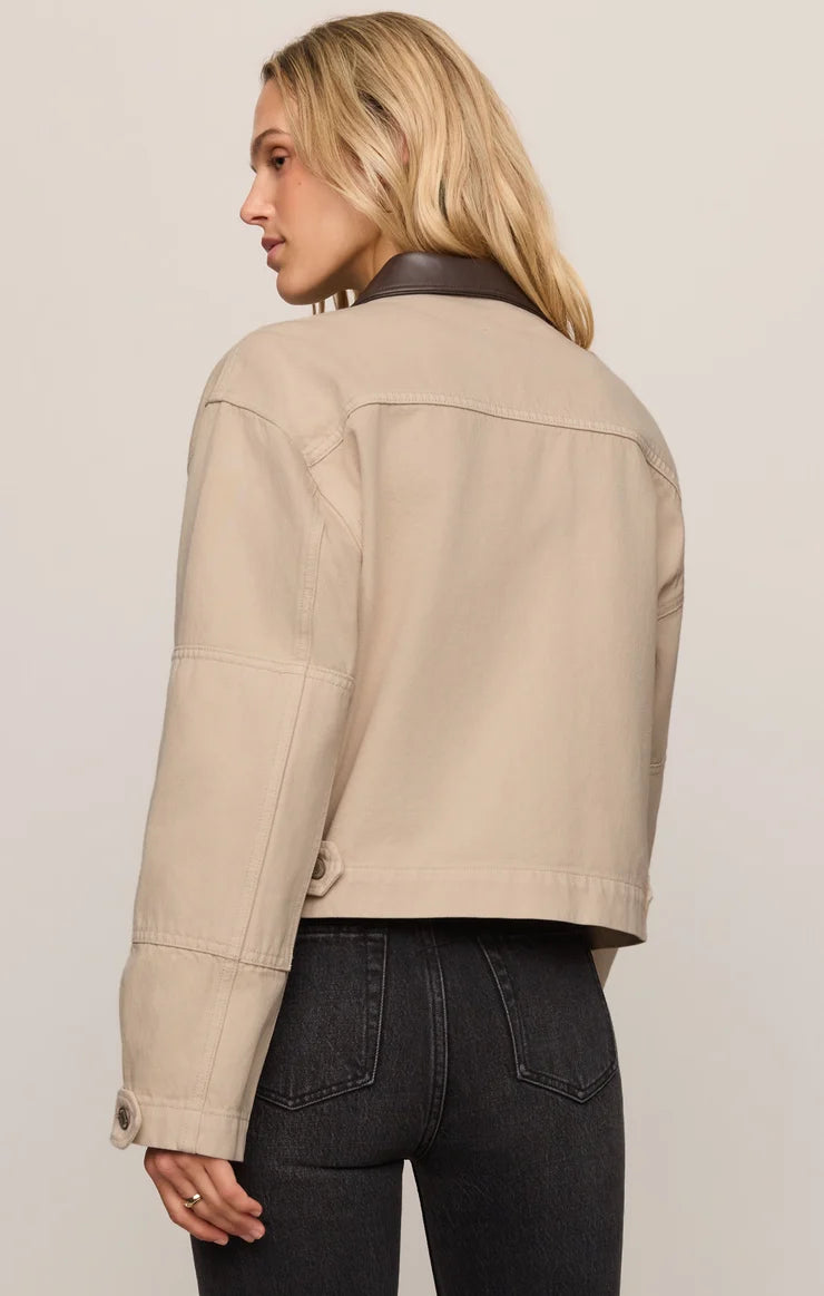 the REY cropped chore jacket, soapstone