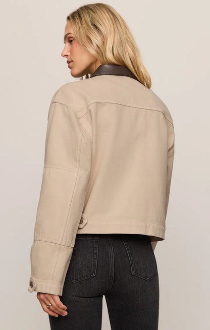 the REY cropped chore jacket, soapstone