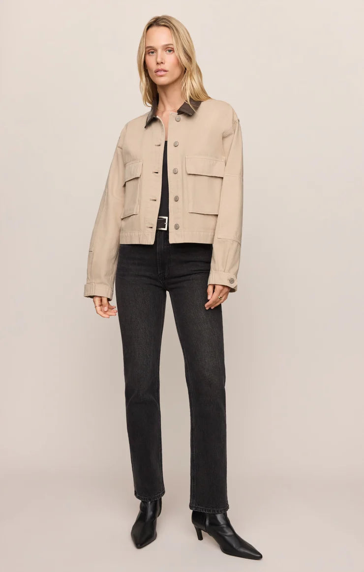 the REY cropped chore jacket, soapstone