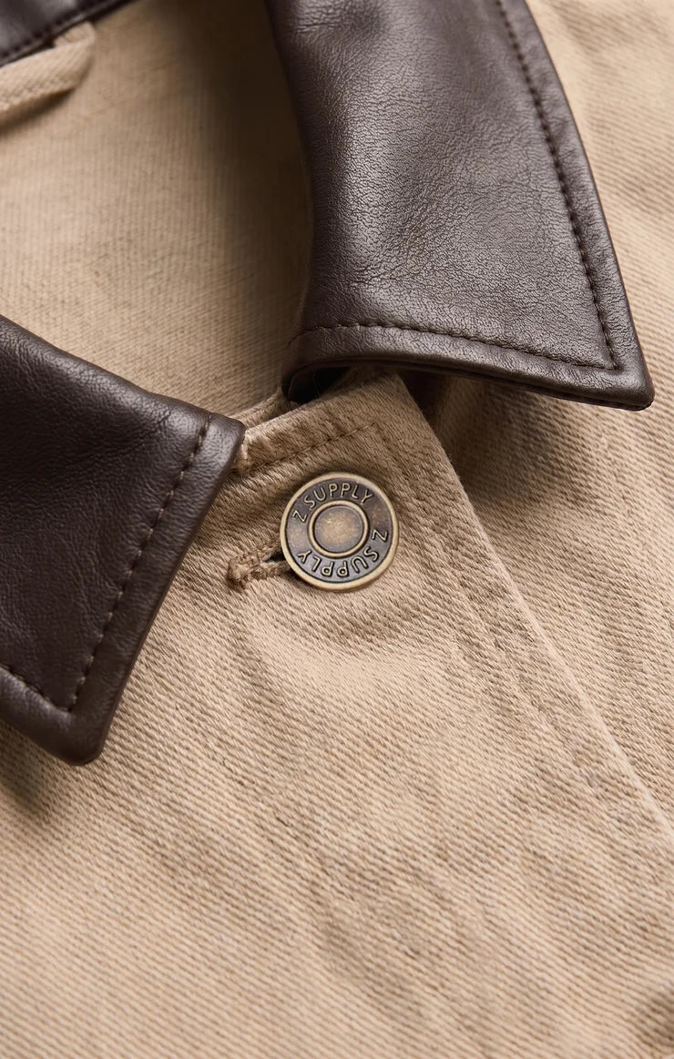 the REY cropped chore jacket, soapstone