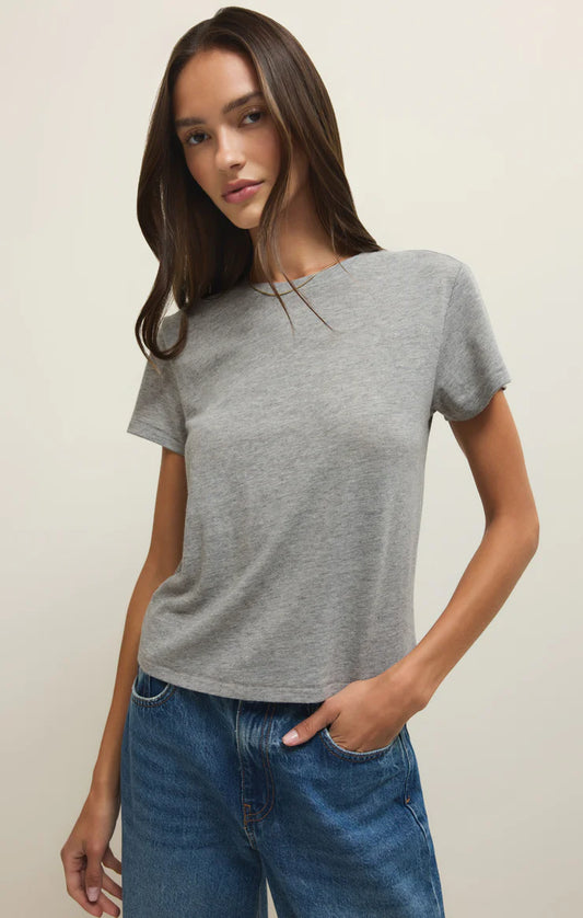 the TOURIST tee, classic heather grey