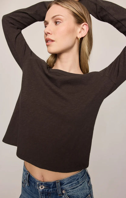 the JUNIE long sleeve tee, cocoa bean
