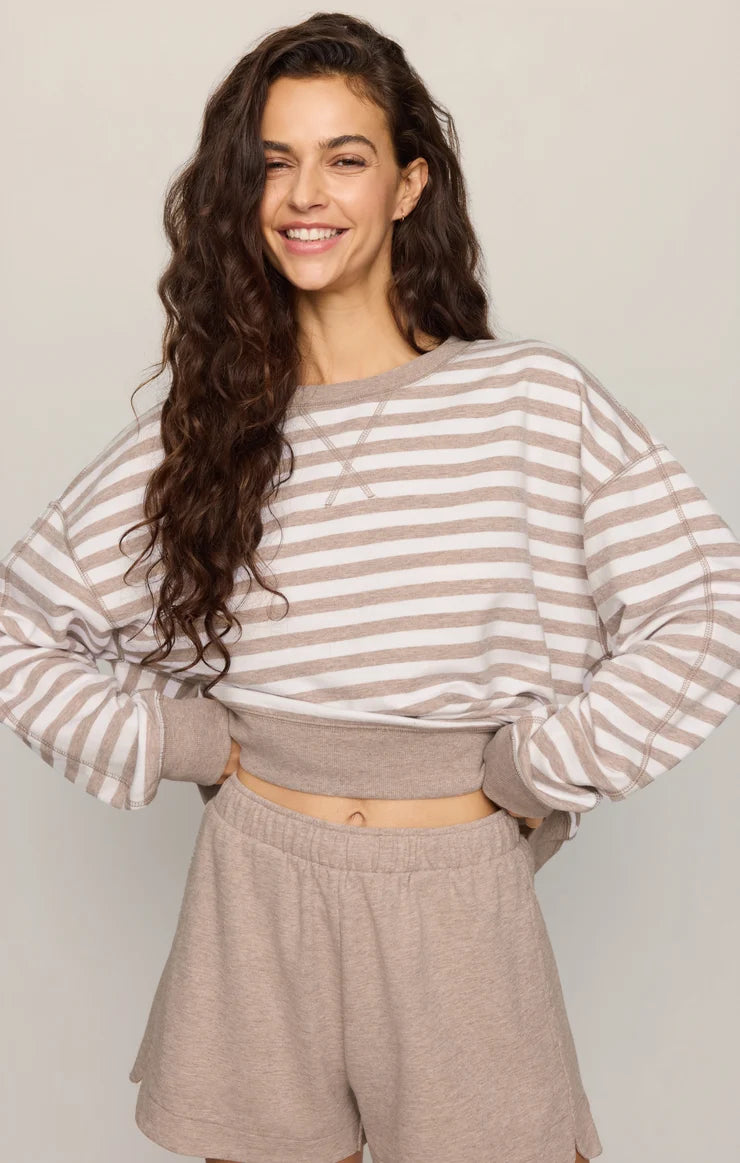 the EVERYDAY striped crew, heather ash