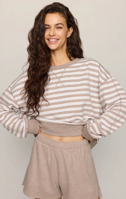 the EVERYDAY striped crew, heather ash