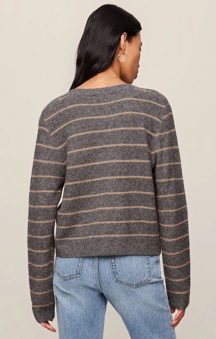 the MEDINA stripe cardigan, charcoal heather
