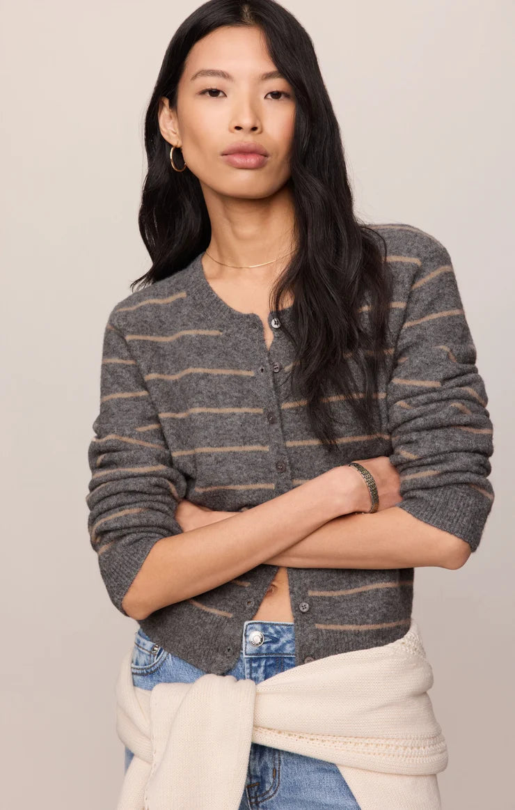 the MEDINA stripe cardigan, charcoal heather