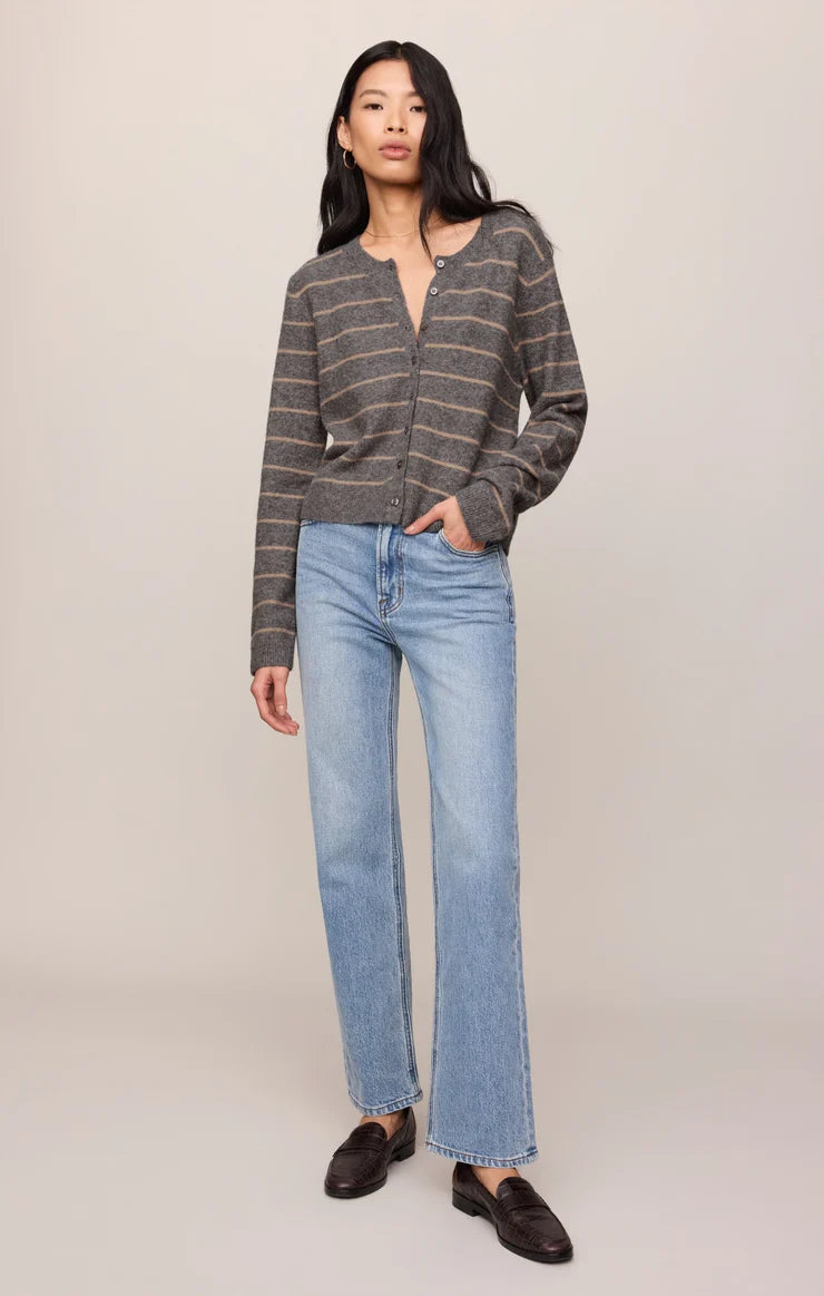 the MEDINA stripe cardigan, charcoal heather