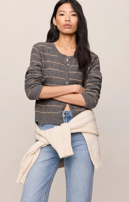 the MEDINA stripe cardigan, charcoal heather