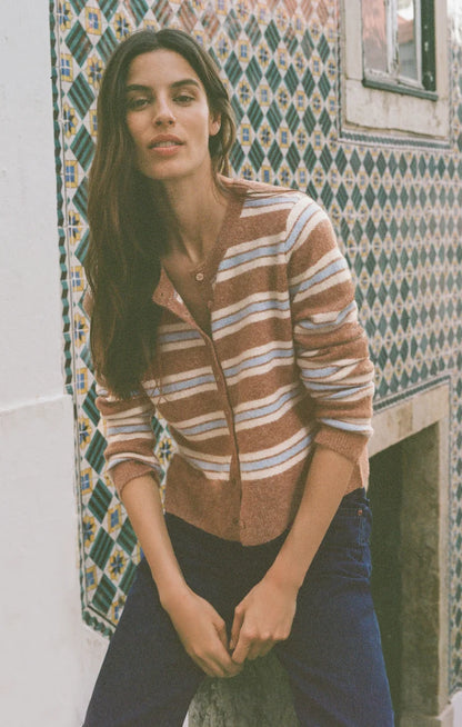 the MEDINA stripe cardigan, golden caramel