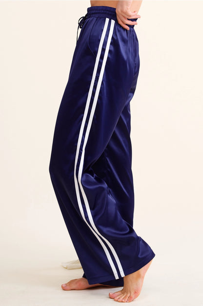 the SATIN track pant, navy