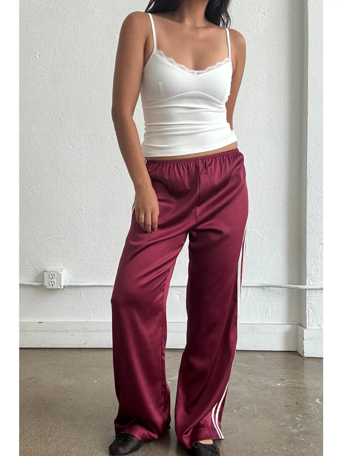 the COVE satin pant, merlot