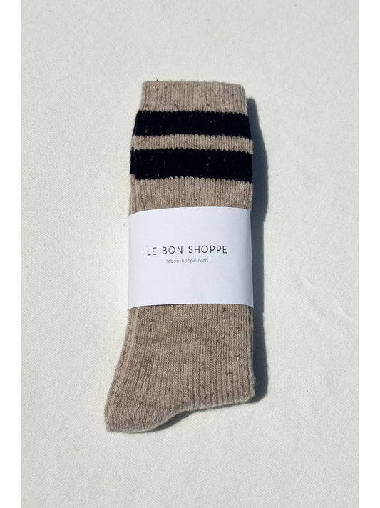 the SNOW varsity sock, beige+black