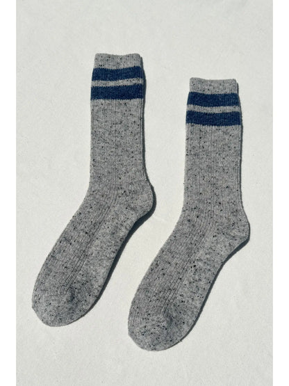 the SNOW varsity sock, grey+blue
