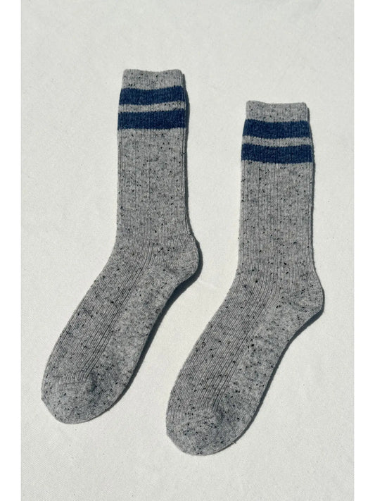 the SNOW varsity sock, grey+blue