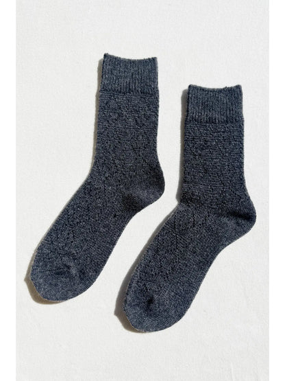the CASHMERE POINTELLE sock, charcoal