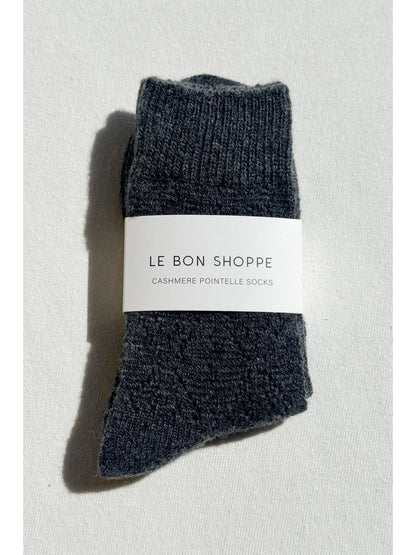 the CASHMERE POINTELLE sock, charcoal