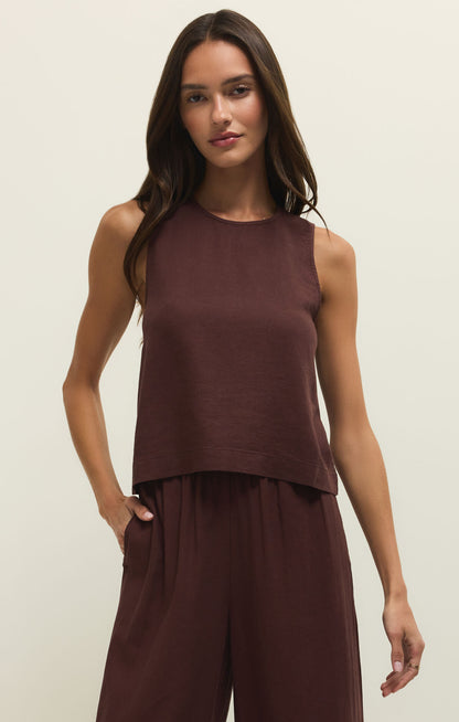 the SLOANE linen top, chocolate cherry