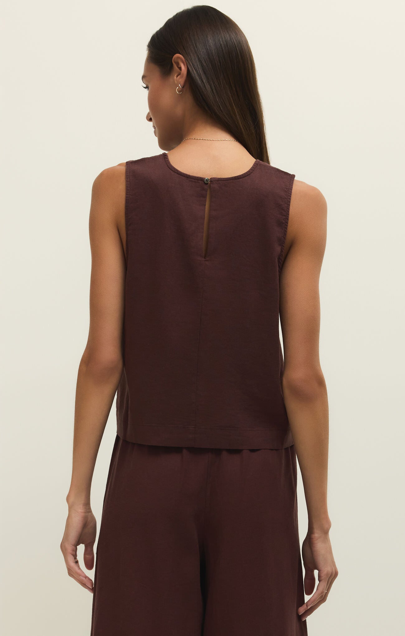the SLOANE linen top, chocolate cherry